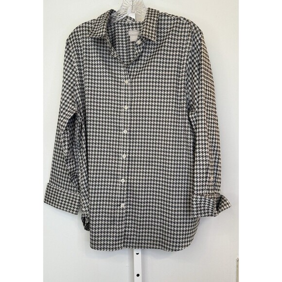 Chico’s No-Iron Coolmax All-Seasons Stretch Shirt Women’s 3 (16) Black White - Picture 1 of 11